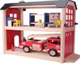 pintoy fire station wooden play toys